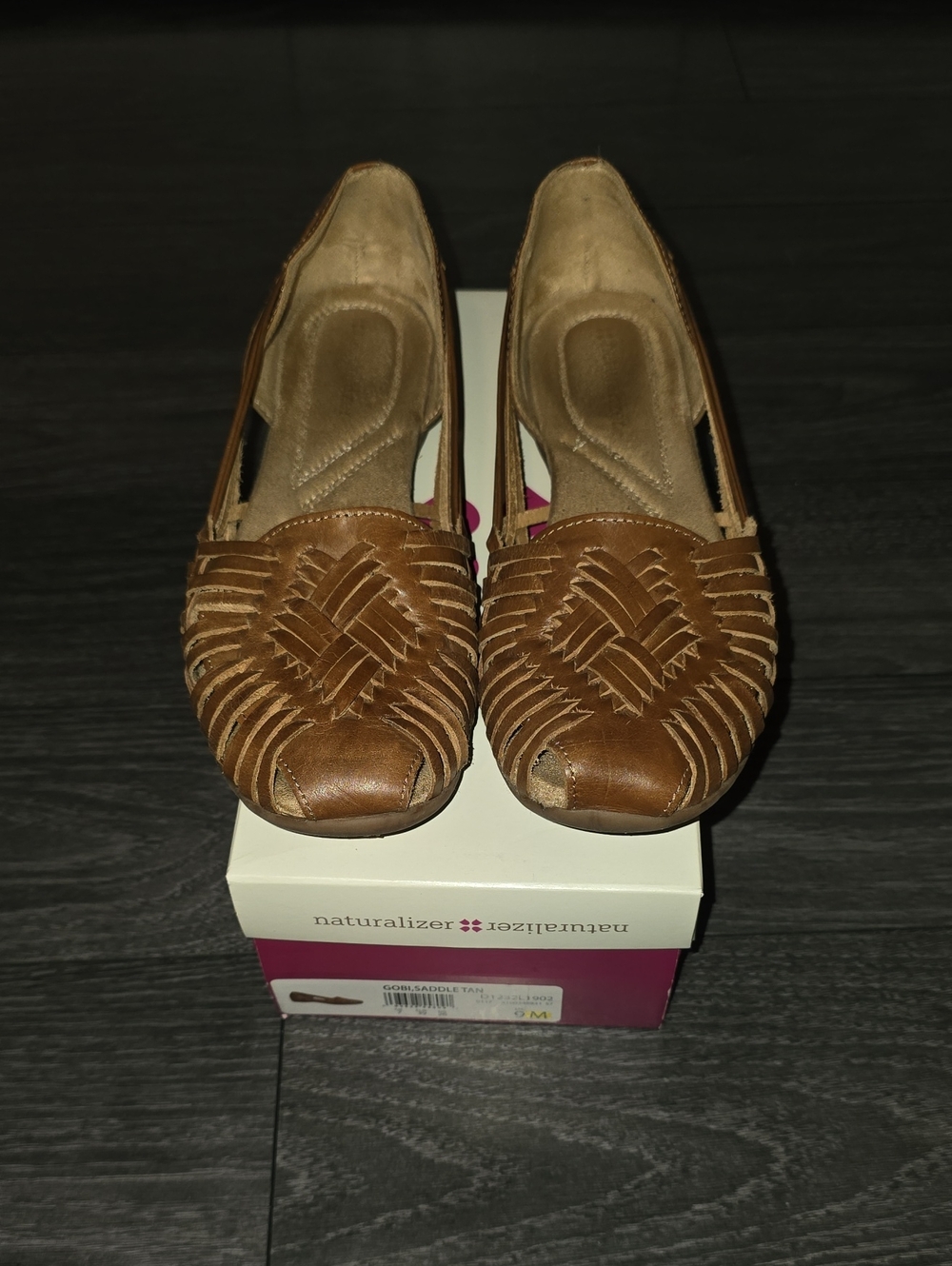 Naturalizer Tan Brown Woven Leather Slip-On Flats